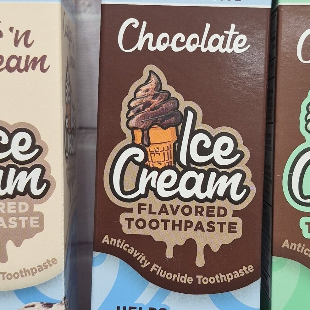 4x Brush Buddies Ice Cream Flavored Toothpaste Cookie Vanilla Mint Chocolate 🍫 - Picture 3 of 11